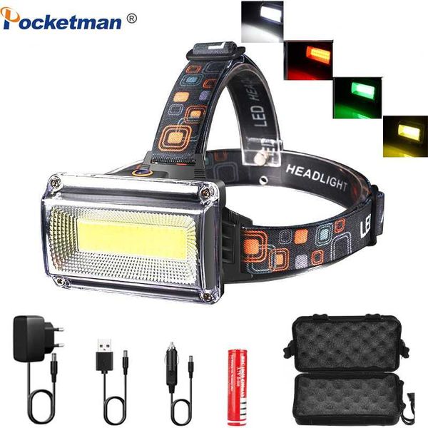 

headlamps 8000lm powerful cob led headlamp work head dc rechargeable lamp power by 1*18650 battery waterproof for hunting
