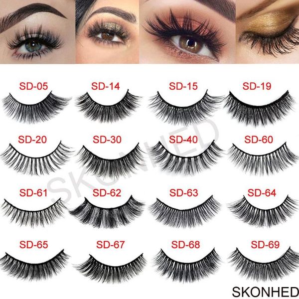 

false eyelashes 3 pairs 3d mink natural long eye lashes thick cross fake voluminous messy handmade makeup tools