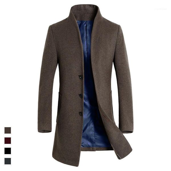 

winter blends autumn designer coats wool long slim fit casual coat jacket outerwear mens, Black
