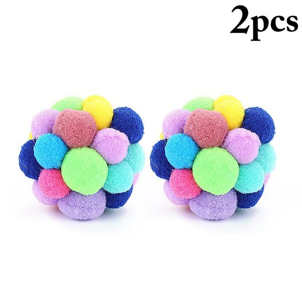

cat toys 2pcs pet toy ball colorful handmade bells bouncy balls built-in interactive supplies for cats chew