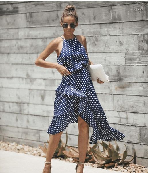 

summer female vestidoes clothes iregular dresses 2019 new women dots tank dress, Black;gray