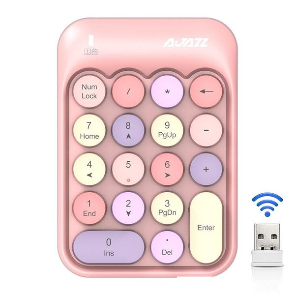 

2.4g wireless keyboard mini 18 keys numeric keypad computer digital keyboard for pc accounting tasks pink