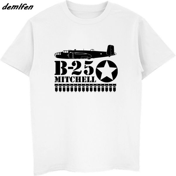 

summer men's o-neck t-shirt ww2 air force airplane t shirt b-25 summer hip hop tees shirt harajuku streetwear