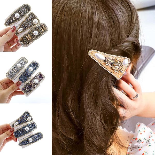 

hair accessories 18 style little fresh women peal hairpin accessory full rhinestone triangle duckbill clip lady bangs bb fashion