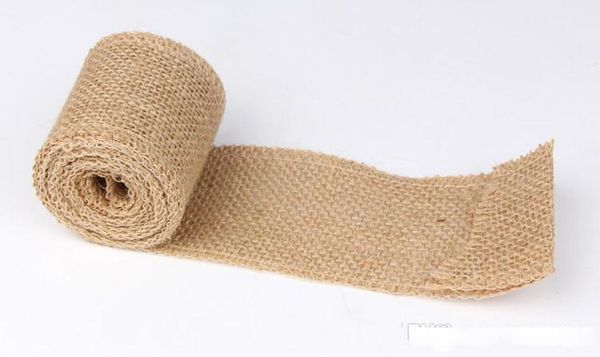 

wholesale-2m home decoration natural linen wedding party burlap wreath jute burlap ribbon lace craft gift wrap rustic fabric supplies new