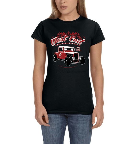 

west end race shop hot rat rod автомобиль грузовик ladies женщин t-shirt tee