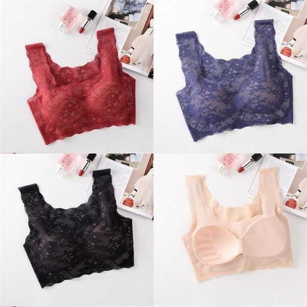 

seamless vest underwears full lace embroidery bra mujer ropa interior brassiere wireless one piece ladies sports yoga lingeries 10 8jz b2