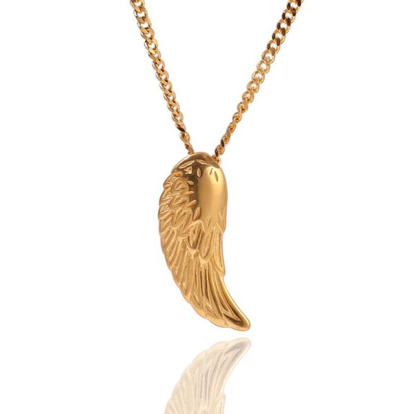 

stainless steel angel wing feather pendant unilateral angel wing preserved gold plated pendant hip hop accessories, Silver