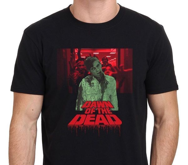 

dawn of the dead vintage zombie horror movie poster t-shirt black m to 3xl brand cotton men clothing male slim fit t shirt