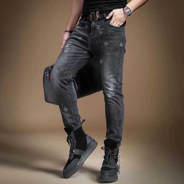 

wk09433 fashion men's jeans 2020 runway european design party style men's clothing, Blue