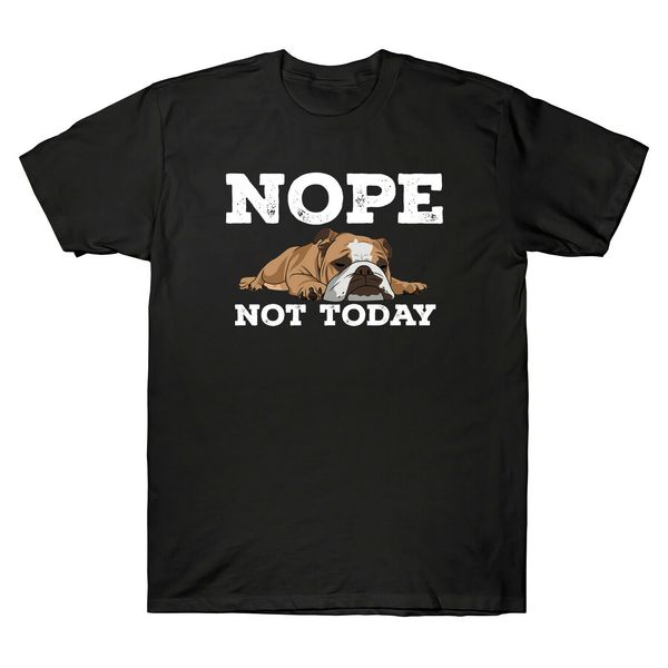 

bulldog nope not today funny vintage t-shirt men's retro cotton short sleeve tee