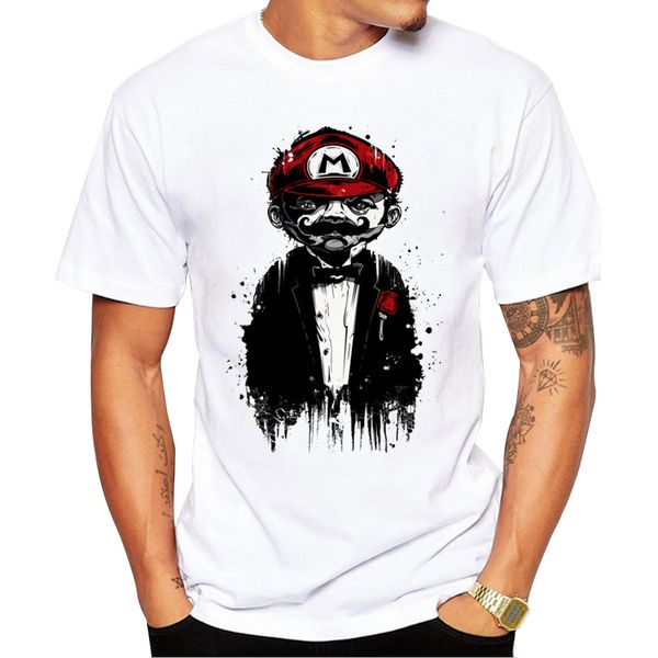 

2018 new arrivals men t shirt super mario father printed t-shirt short sleeve casual basic cool melting mario tee shirts