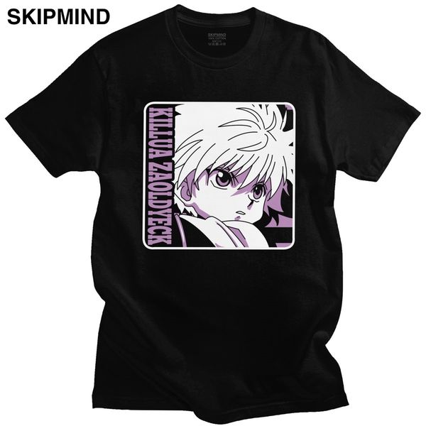 

anime hunter x hunter t shirt for men pure cotton awesome t-shirt crew neck short sleeve killua zoldyck tee fitted clothing gift