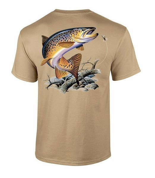 

fishing brown trout short sleeve tee t shirt t-shirt popular tagless