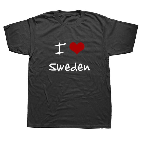 

новизна i love heart sweden футболка с короткими рукавами мужские крупногабаритные streetwear hip hop печатные футболки лучшие тис