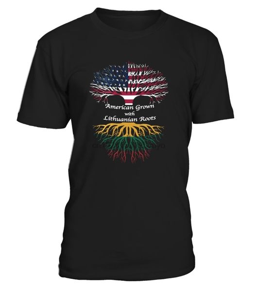 

american grown with lithuanian roots - t-shirt round neck mens