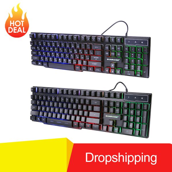 

keyboards k201 usb wired gaming keyboard 104 keys 3-color russian and english backlight splashproof feel with package for dota 2