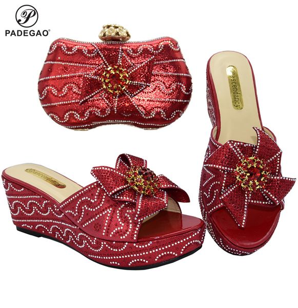 

2020 red color classics style office lady nigerian women shoes and bag set italian ladies matching shoes and bag set, Black