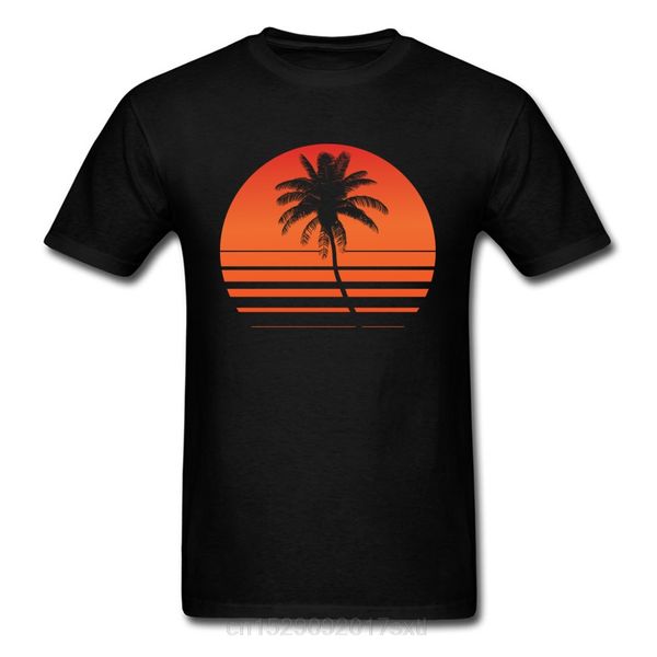 

male shirt sunset palm tree discount design t shirt 100% cotton short sleeve normal tee shirts crew neck