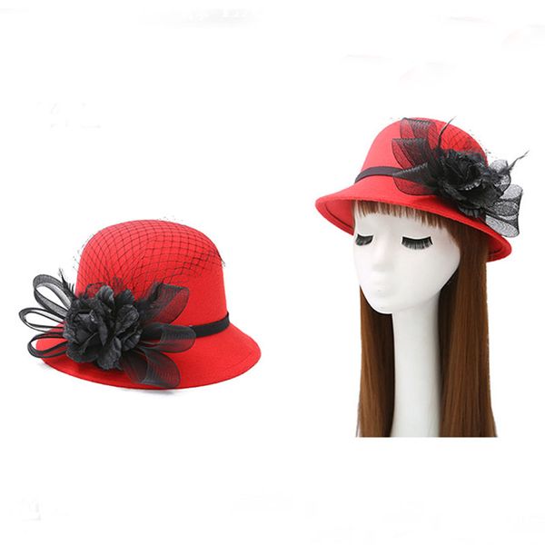 

stingy brim hats womens fashion style cloche bucket hat with flower accent winter, Blue;gray