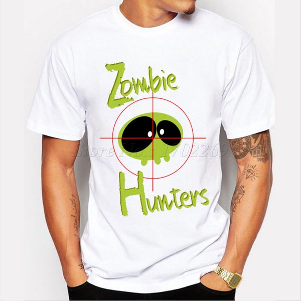 

new fashion men's zombie hunters skull printed customized t-shirt punk style halloween cloth for males funny hipster tee