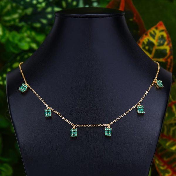 

chokers godki fashion bagutte cut lariat necklace for women wedding cubic zircon trendy geometricdubai pendant, Golden;silver
