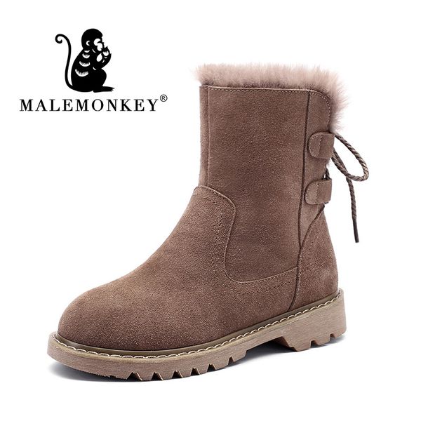 

4 colors women winter snow boots leather casual shoes ladies flats split cow suede warm ankle boots casual snow flats, Black