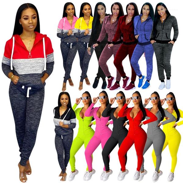 

long sleeved womens fashion tracksuits womens designer tracksuits sports 2 pieces pants solid color autumn casual slim, Gray