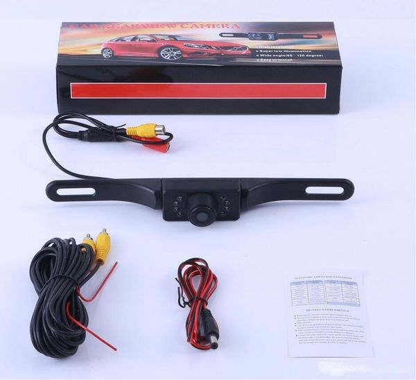 

2020-new waterproof long license plate frame color cmos car rear view camera for reverse parking camera with 7 led ir night vison