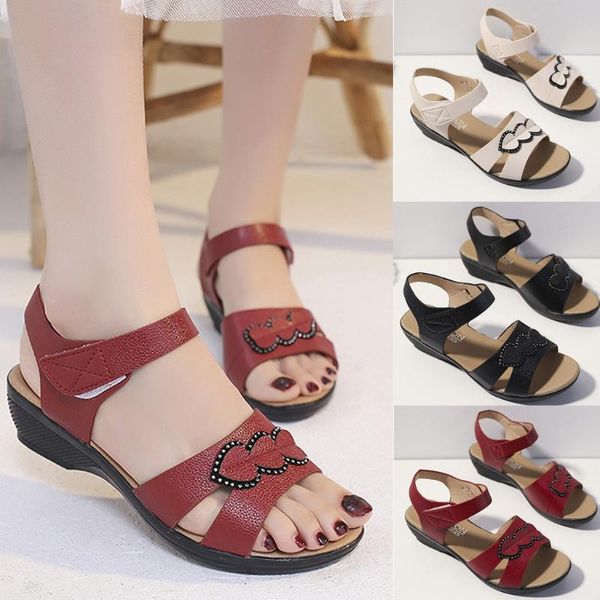 

summer shoes woman trend rhinestone round head low heel non-slip sandals plus size sandals women platform de verano muje, Black