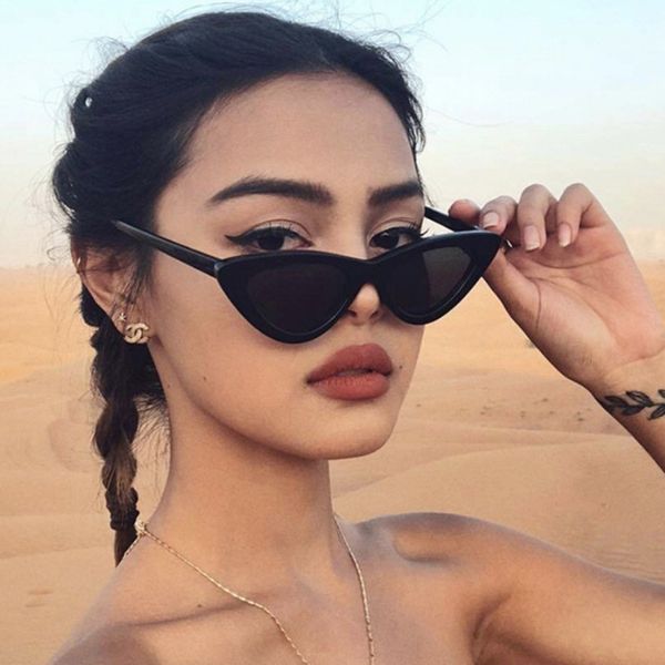 

cat eye sunglasses women new fashion triangle small size frame eyewear brand vintage retro cateye glasses oculos feminino, White;black