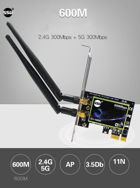 

deskbuilt-in pci-e wireless network card dual frequency 300m wireless wifi network card 2.4g / 5g supports ap launch