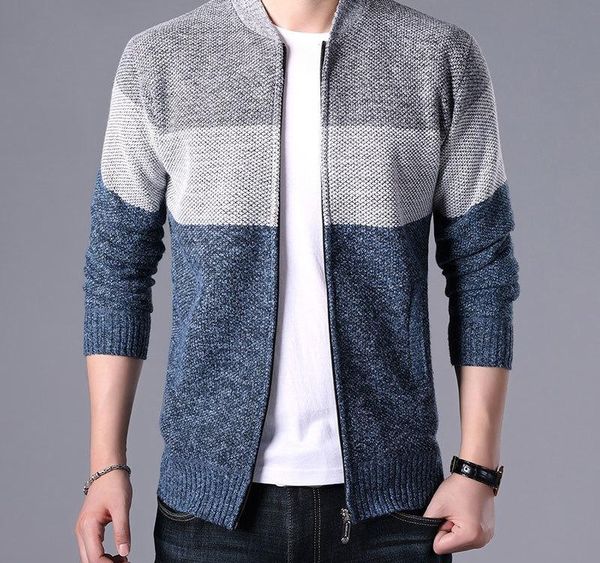

autumn winter fashion mens sweaters patchwork knitted cardigan knitting brand clothing man s knitwear sweatercoats 003, White;black