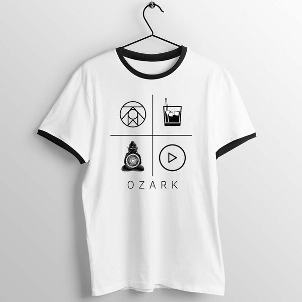 

black trim t shirt ozark printed tee