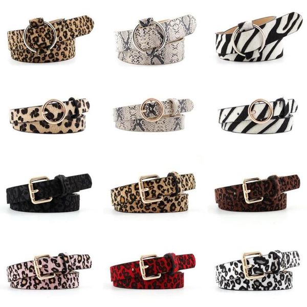 

women lady leopard pattern waistband circle/square buckle belts jeans decor belt bltyn20003, Black;brown