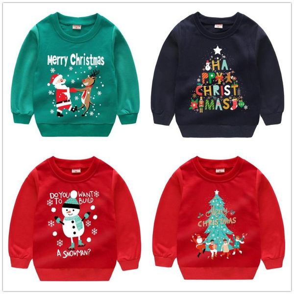 

2020 christmas boys sweatshirt costumes baby girls x'mas clothes sweater santa pullover kids outfit cotton snowman gift, Black