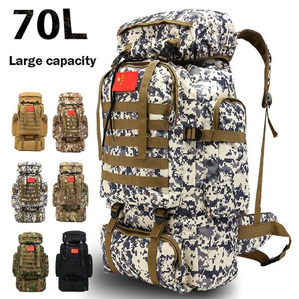 

outdoor bags tactical backpack for men 70l nylon molle camo army hiking camping travel rucksack sports climbing bag