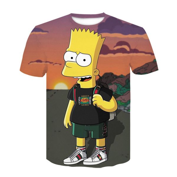 

men homer simpson and his son shorts sleeve brand clothing 3d print shirts comics graphic kawaii men clothing