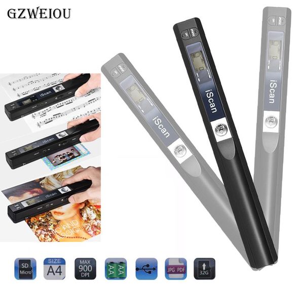 

scanners image iscan handheld scanner a4 book mini portable 900dpi lcd display jpg/pdf format document