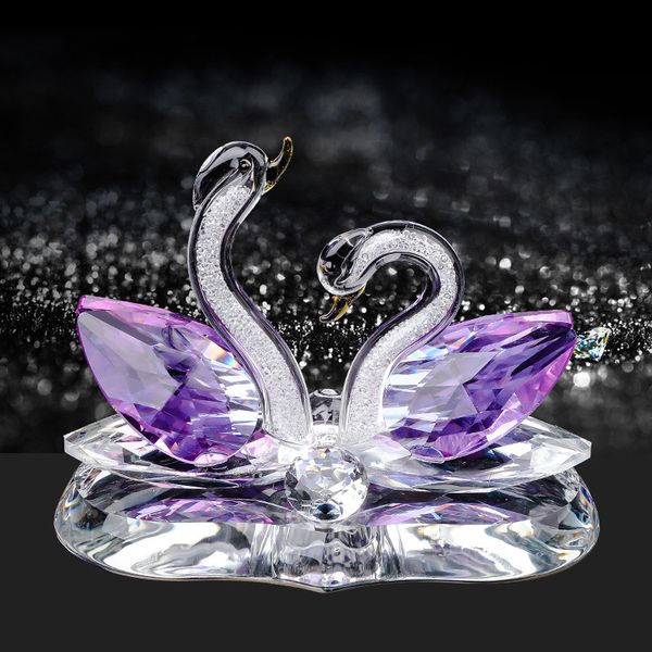 

4 colors swan crystal glass figurines car perfume bottle collection diamond swan animal paperweight home decor christmas gifts