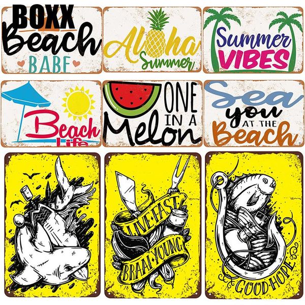 

2020 beach plaques metal vintage tin sign pin up shabby chic decor metal signs vintage bar decoration metal poster pub plate art painting
