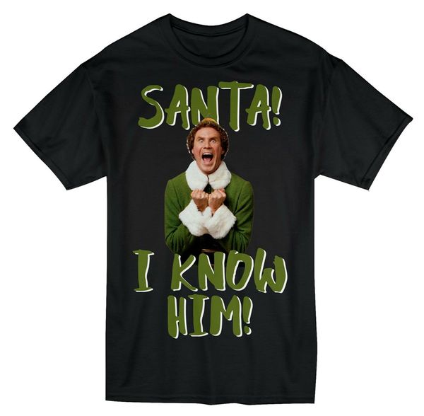 

santa i know him elf christmas holiday shirt custom printed tee shirt