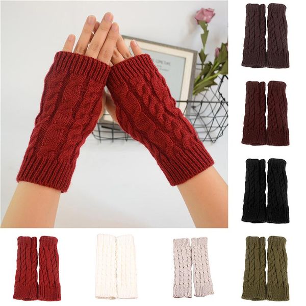 

women fashion winter wrist arm warmer knitted long fingerless gloves mittens arm warmers gloves wonderful gifts, Blue;gray