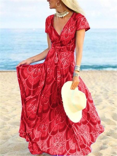 

v neck bind panelled womens designer dresses casual females clothing holiday beach print womens dresses fashion, Black;gray