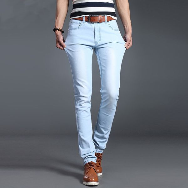 

men's jeans men skinny good quality light blue mens four seasons slim fit denim male cotton stretch cowboy trousers