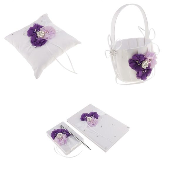 

vantage wedding accessory set ring pillow flower basket wedding guest book and pen set