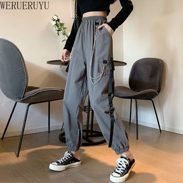 

new 2020 vintage pants women trousers casual elastic waist cotton linen wide leg pants loose autumn pant, Black;white