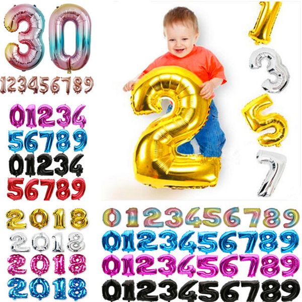 

party decoration 32 40 inch large number foil balloon rose gold silver big balloons birthday wedding inflatable air ball