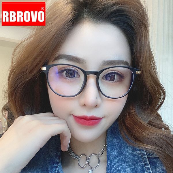 

sunglasses rbrovo 2021 retro glasses women anti-blue light frame round eyeglasses for women/men lentes de lectura mujer, White;black