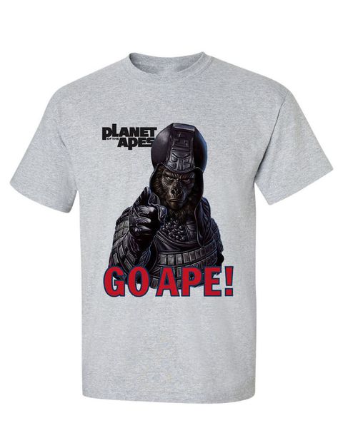 

planet of the apes go ape t shirt men women retro sci fi original film gray heather tee shirt fashion classic style